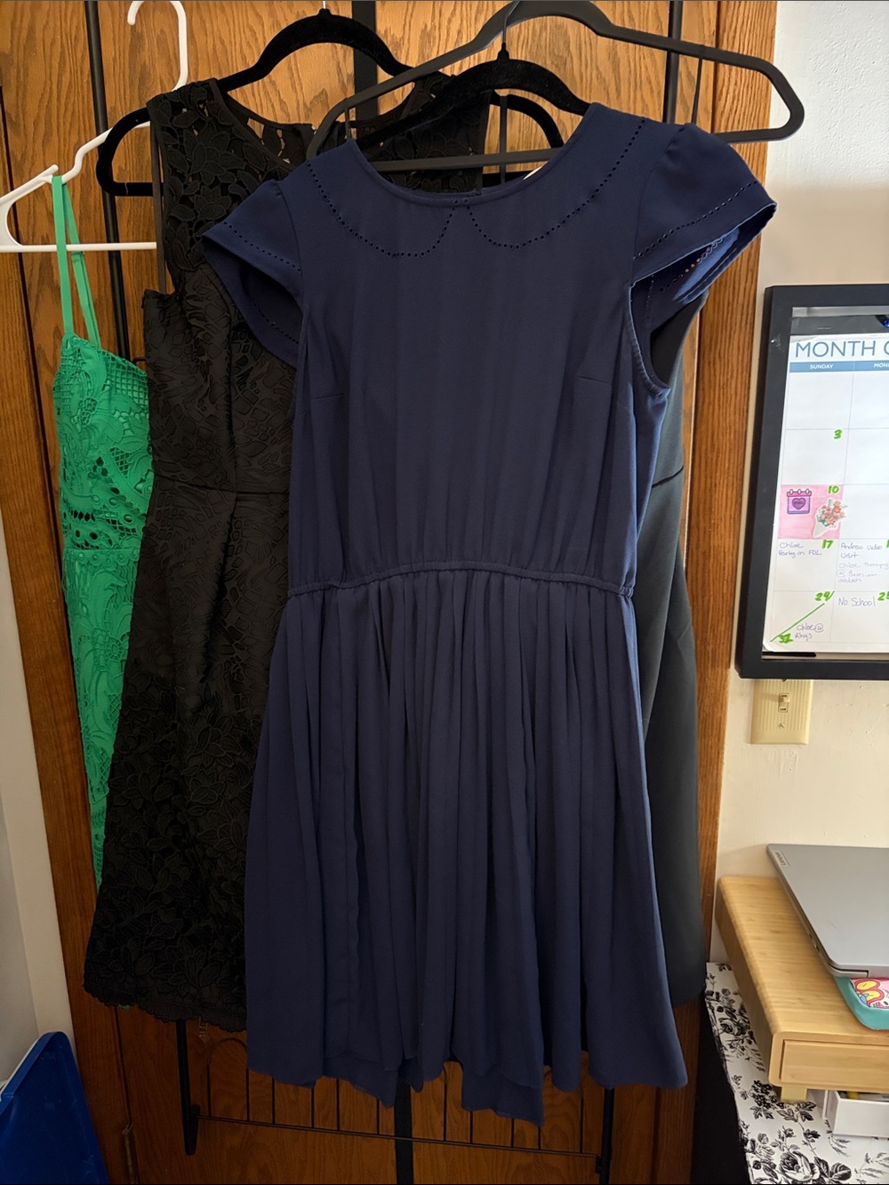 LC Lauren Conrad Navy Cap-Sleeve Fit & Flare Dress